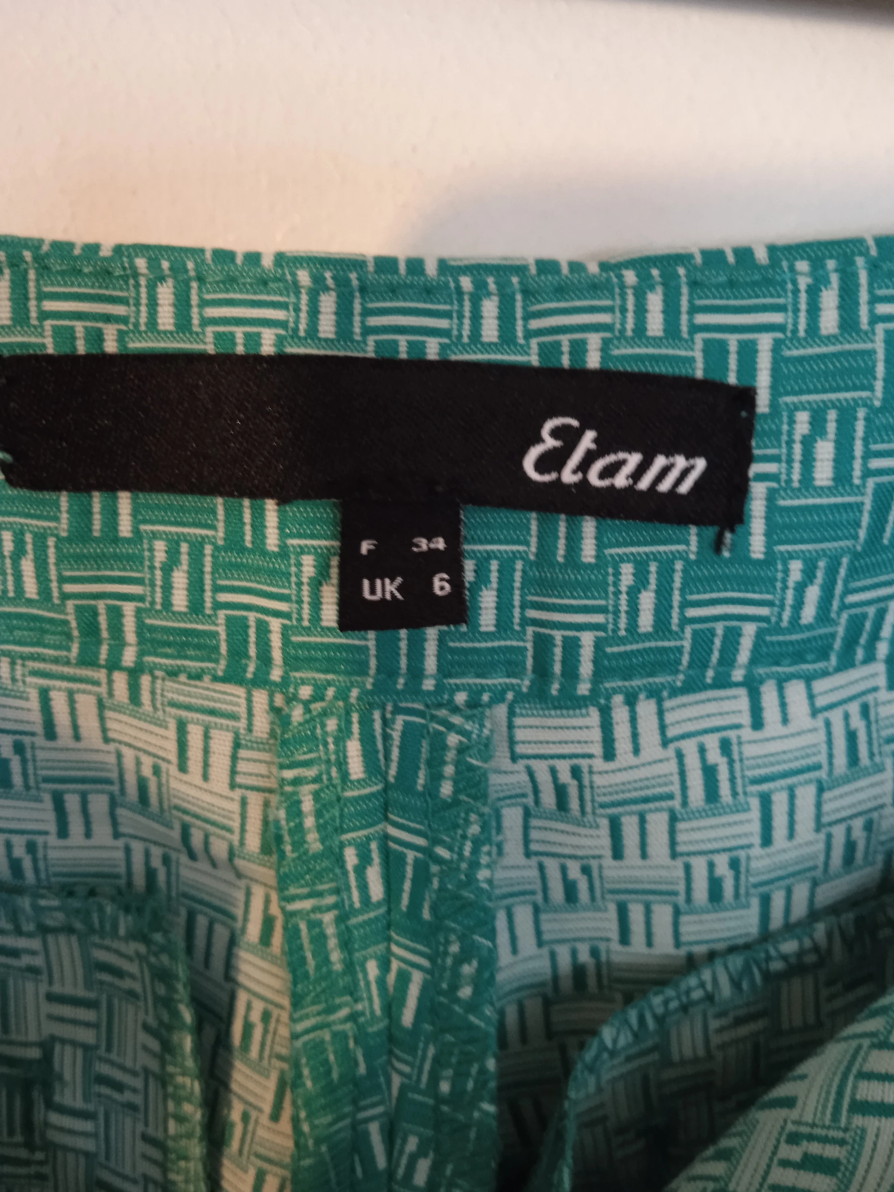 High-waisted straight trousers, green and white Etam size 34/36 – photo 4